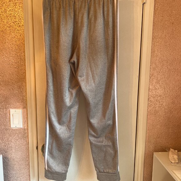 Adidas Womens Gray Jogger Pants W/ White Stripes Elastic Waistband Size Medium C - Picture 2 of 4